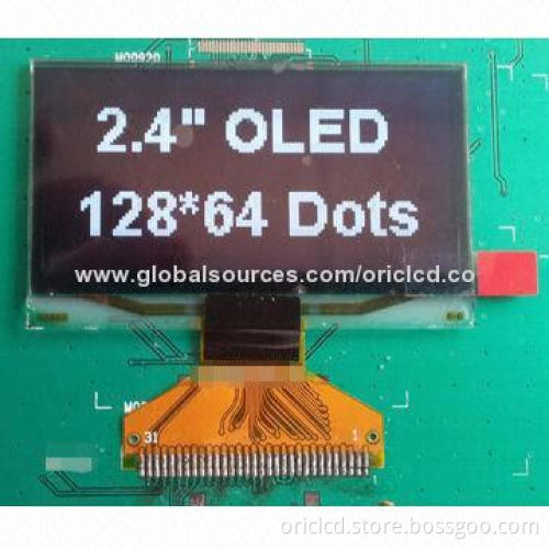 Yellow OLED Display Module with 128 x 64 Dots, 2.4-inch Size, Suitable for Mechanical Instruments